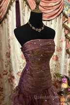 Classy Mermaid Strapless Ruffles Long Evening Dress Evening Prom Dress
