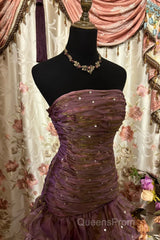 Classy Mermaid Strapless Ruffles Long Evening Dress Evening Prom Dress