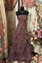 Classy Mermaid Strapless Ruffles Long Evening Dress Evening Prom Dress