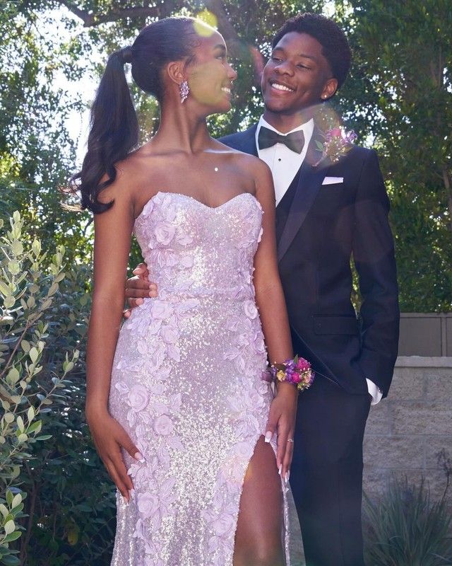 Classy Mermaid Sweetheart Lilac Sequin Slit Long Classy Evening Dress Classy Prom Dress Main image