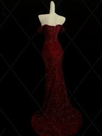 Classy Mermaid Sweetheart Red Slit Sequin Long Classy Evening Gowns Classy Prom Dress