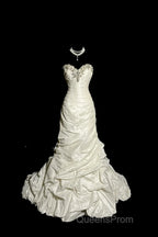 Classy Mermaid Sweetheart Taffeta Ivory Long Wedding Dress Bridal Dress