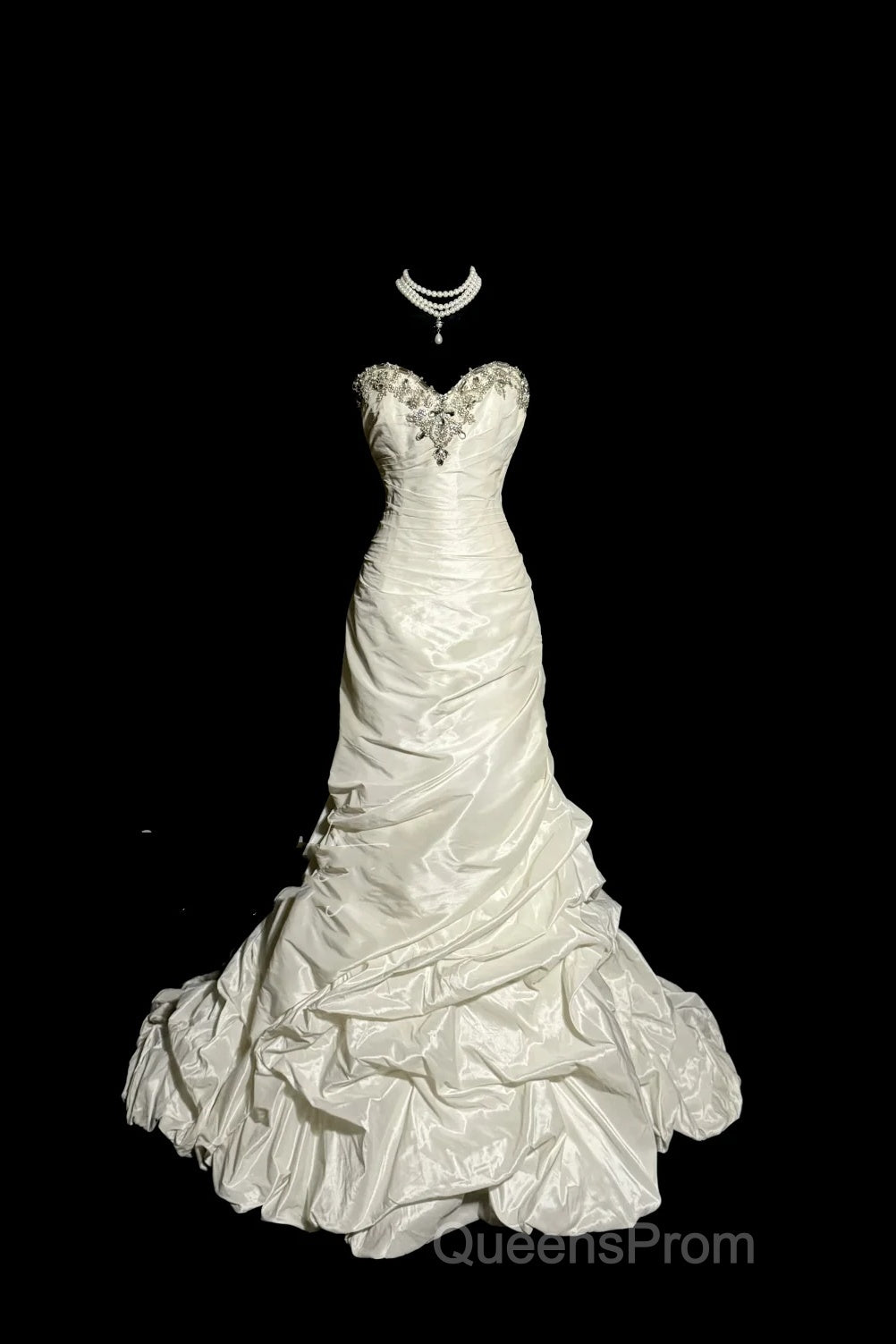Classy Mermaid Sweetheart Taffeta Ivory Long Wedding Dress Bridal Dress