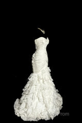 Classy Mermaid Sweetheart Tulle Ivory Long Wedding Dress Bridal Dress