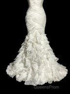 Classy Mermaid Sweetheart Tulle Ivory Long Wedding Dress Bridal Dress