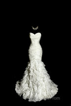 Classy Mermaid Sweetheart Tulle Ivory Long Wedding Dress Bridal Dress