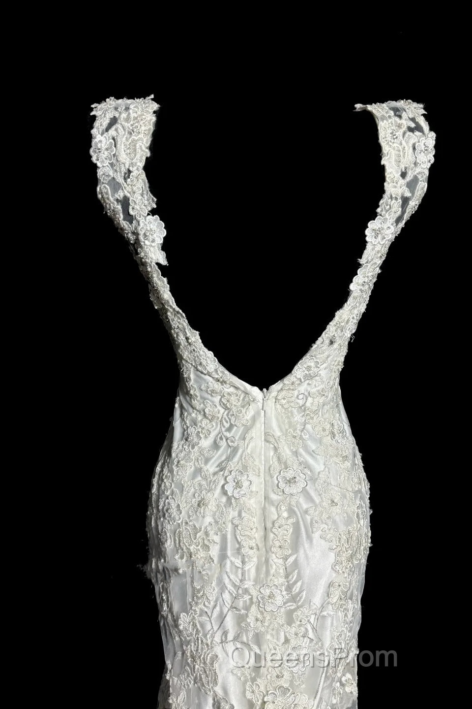 Classy Mermaid V Neckline Lace Ivory Long Wedding Dress Bridal Dress