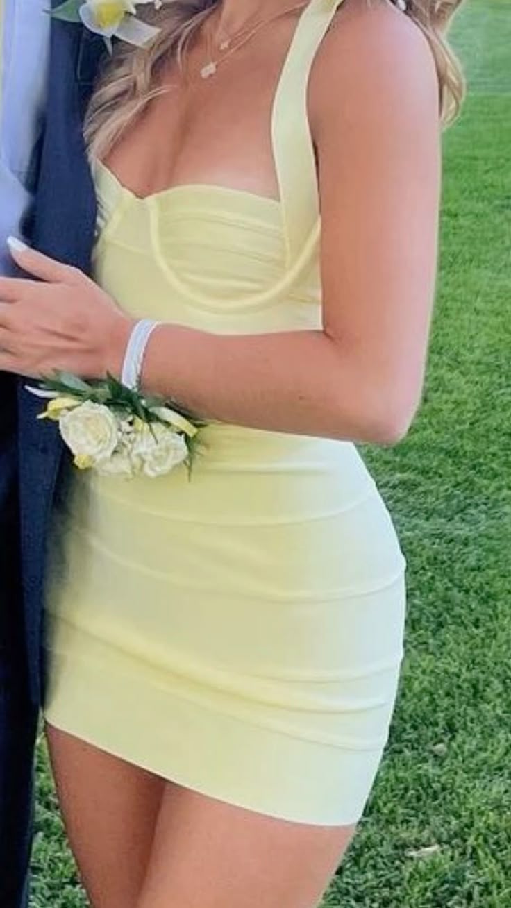 Classy Sheath Sweetheart Neck Yellow Short Mini Formal 8Th Grade Homecoming Dresses Middle School Hoco Court Dress 21St Birthday Dress Hoco Outfits Main image