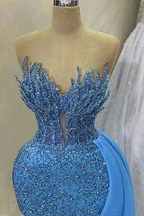 Classy Sweetheart Blue Dusty Mermaid Floor Length Sleeveless Prom Dresses
