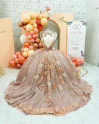 Coffee Beaded Quinceanera Dress Sexy Spaghetti Neck Appliqued 3D Floral Sweet 16 Princess Ball Gown Pageant Gowns Vestido