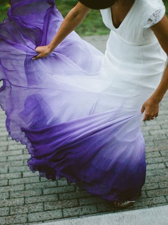 Colored Wedding Dress, Purple And White Wedding Dress, Ombre Wedding Dress Classy Prom Dress Secondary image