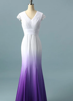 Colored Wedding Dress, Purple And White Wedding Dress, Ombre Wedding Dress Classy Prom Dress