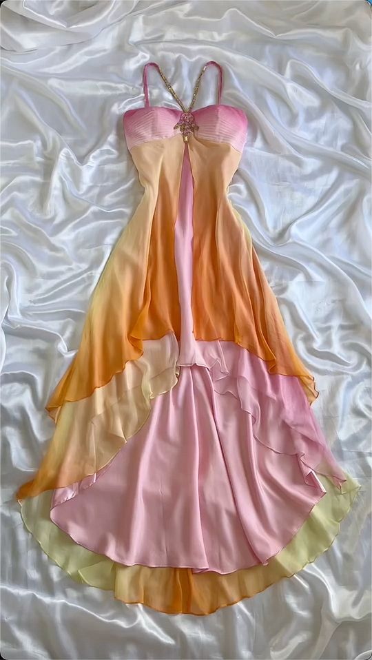 Vintage Colorful Beaded Sheath Chiffon Classy Prom Dress Party Dress Secondary image