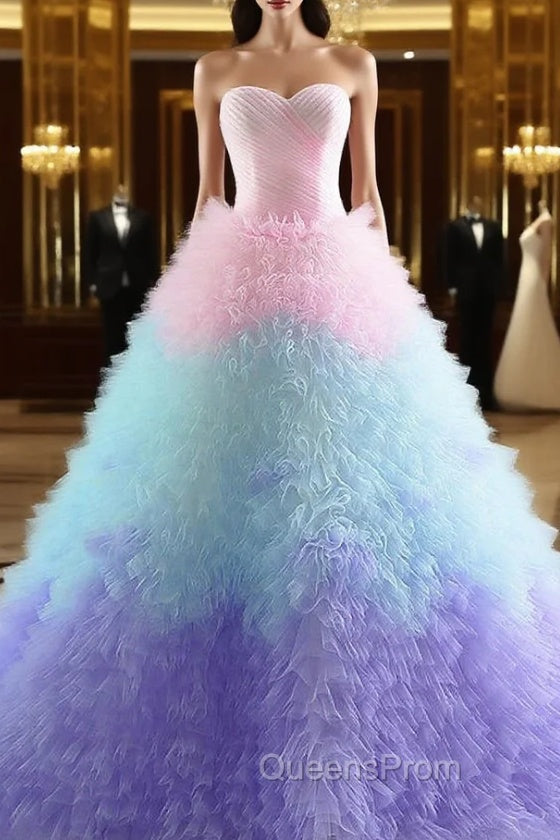 Colorful Tulle Sweetheart Tulle Princess Wedding Dress Main image