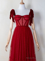 Corset Dotted Tulle Maxi Length Prom Dress