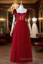 Corset Dotted Tulle Maxi Length Evening Prom Dress