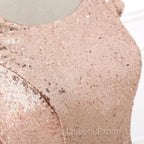 COURTNEY Fit and Flare Sweep train Sequined Rosy Golden Evening Prom Party Gowns