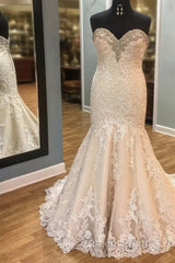 Crystal Beaded Sweetheart Lace Mermaid Wedding Gowns