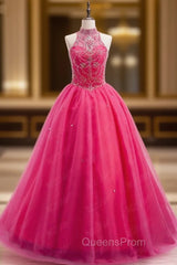 Crystals Sweet 16 Dress Ball Gowns Halter Tulle Quinceanera Gown Dress