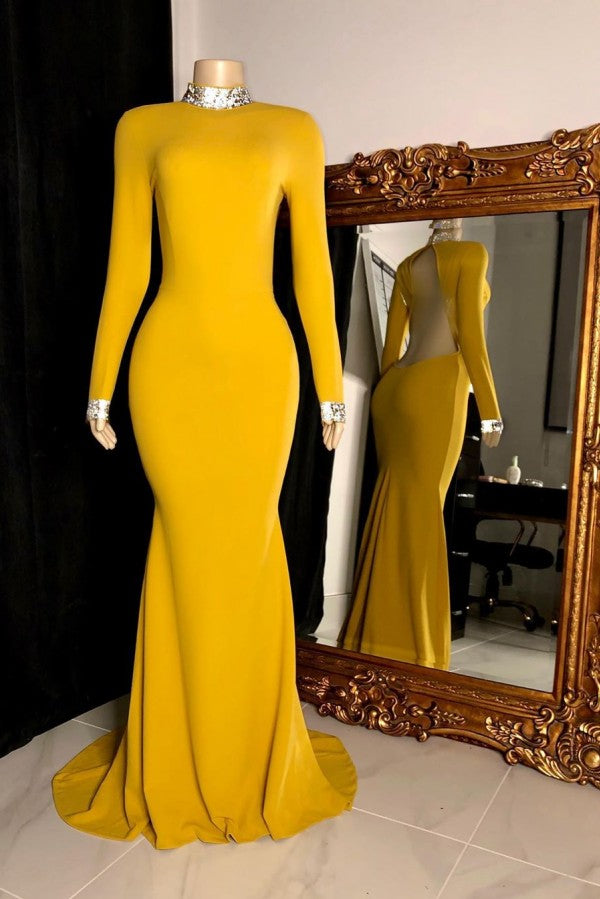 Curvy Long Sleevess Open Back Mermaid Evening Dresses Main image