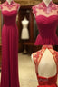 Custom Made A Line High Neck Backless Lace Evening Prom Dress, Long Evening Dress, Bridesmaid Dress