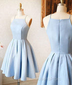 Custom Made A Line Light Blue Short Evening Prom Dress, Short Blue Homecoming Dress, Formal Dress