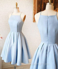 Custom Made A Line Light Blue Short Evening Prom Dress, Short Blue Homecoming Dress, Formal Dress