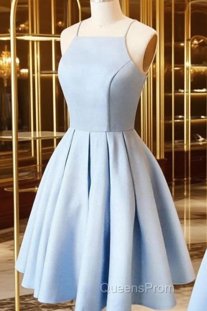 Custom Made A Line Light Blue Short Evening Prom Dress, Short Blue Homecoming Dress, Formal Dress Main image
