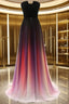 Custom Made Backless Ombre Chiffon Long Evening Prom Dress, Ombre Bridesmaid Dress, Formal Dress