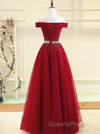 Custom Made Burgundy Off Shoulder Evening Prom Dress, Burgundy Formal Dress, Off Shoulder Evening Dress, Bridesmaid Dress
