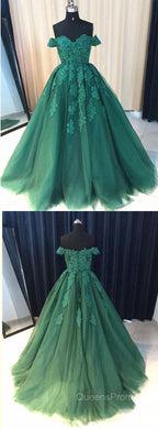 Custom Made Off Shoulder Emerald Green Lace Evening Prom Dress, Green Formal Dress, Lace Evening Prom Gown