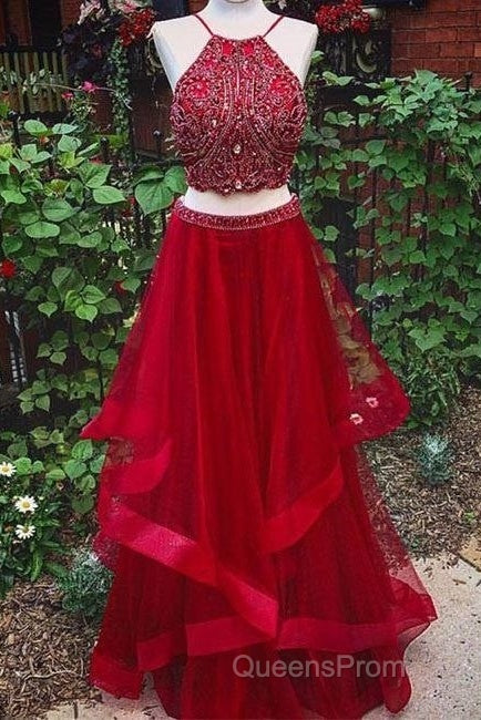 Custom Made Red Two Pieces Sequin Long Evening Prom Dress, Evening Dress Secondary image