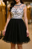 Custom Made Round Neck Cap Sleeves Beading Black Short Evening Prom Dress Royal Blue Homecoming Dress, Evening Dress 2019