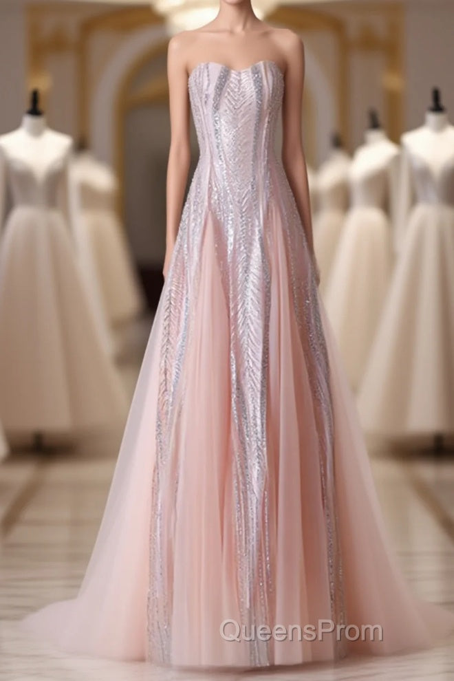 Custom Made Round Neck Lace Pink Evening Prom Dress, Lace Pink Formal Dress, Evening Dress Main image