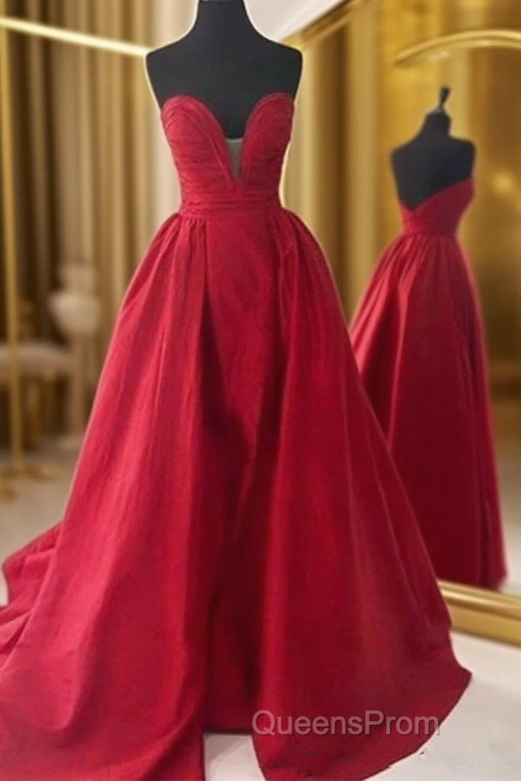 Custom Made Sweetheart Neck Backless Red Ball Gown, Red Evening Prom Dress, Red Formal Dress Main image