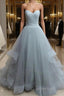 Custom Made Sweetheart Neck Floor Length Light Grey Evening Prom Dress, Evening Prom Gown, Formal Dress