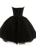 Sweetheart Short Black Lace Evening Prom Dress, Black Lace Graduation / Homecoming Dress
