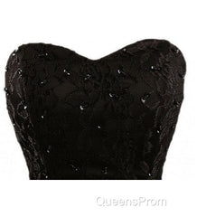 Sweetheart Short Black Lace Evening Prom Dress, Black Lace Graduation / Homecoming Dress