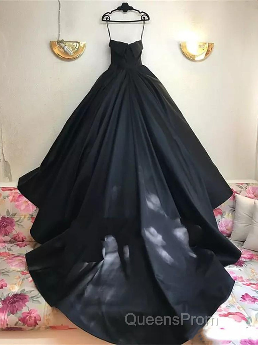 Custom Made Thin Straps Sweetheart Neck Black Ball Gown, Black Long Evening Prom Dress, Evening Dress Secondary image