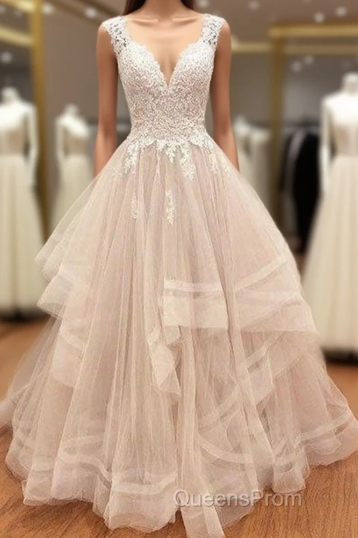 Custom Made Tulle Lace Long Evening Prom Gown, Lace Evning Dress Main image