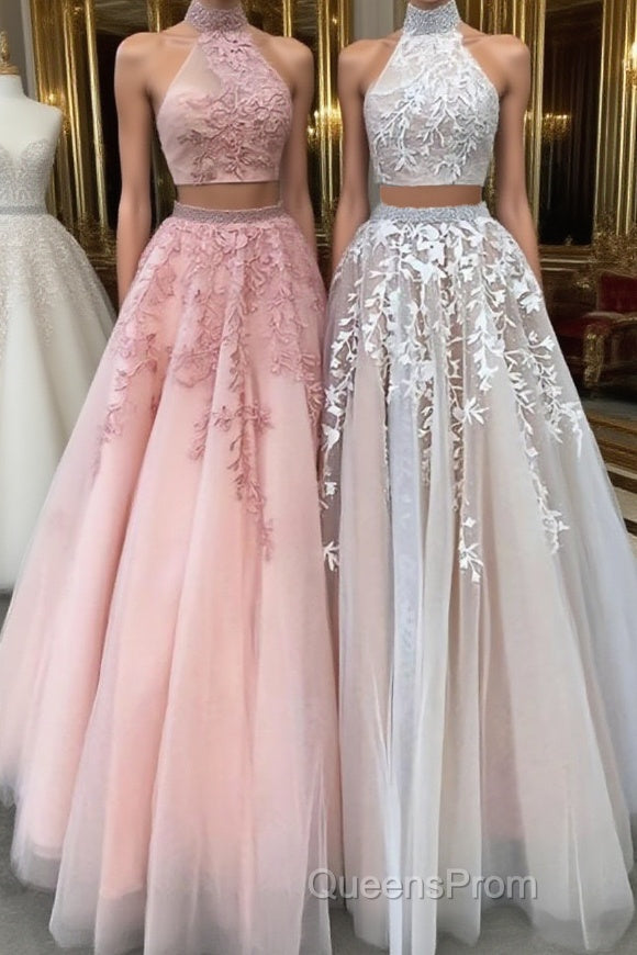 Custom made two pieces tulle long Evening Prom Dress, lace evening Dress Main image