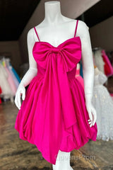 Cute A-Line Fuchsia Bow Short Homecoming Dress