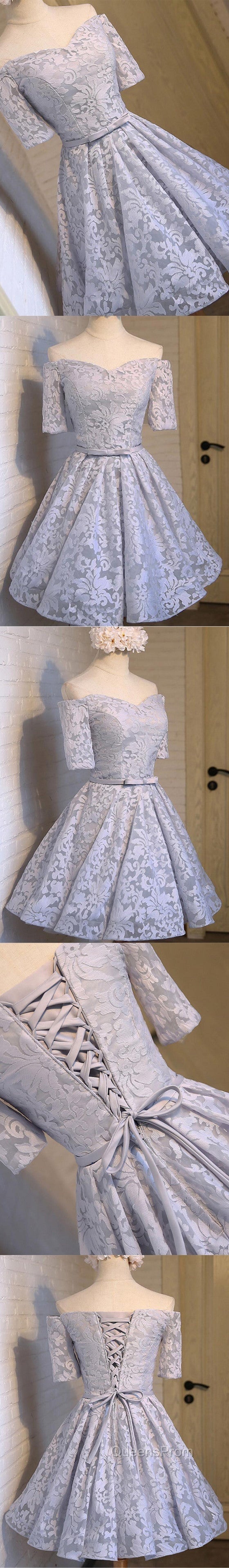 Cute A-Line Half Sleeve Sweetheart Lace Up Back Organza Floral Prints Knee Length Homecoming Dress Secondary image