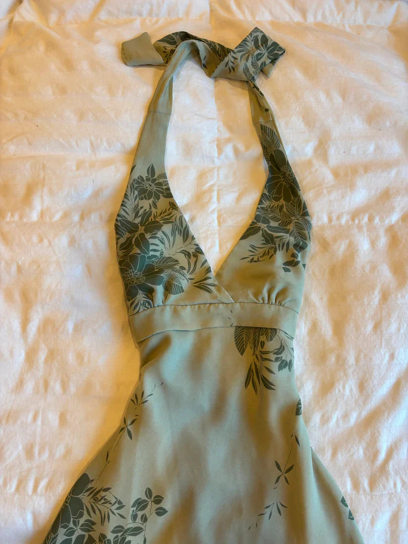 Cute A Line Halter Green Short Chiffon Homecoming Dress Cocktail Dress