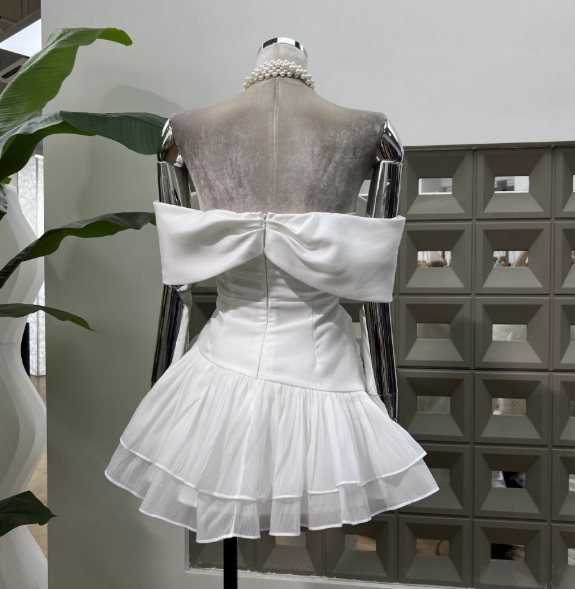 Cute A Line Off The Shoulder White Chiffon Summer Homecoming Dress Hoco Dress Mini 16Th Birthday Outfit Cocktail Dress