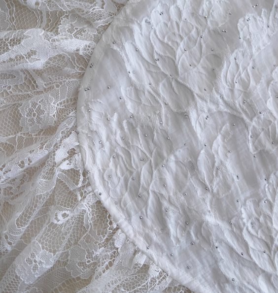 Cute A Line Spaghetti Strap Tiered Pearl White Lace Party Dress Classy Evening Dress