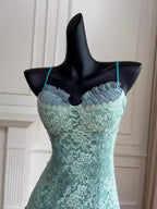 Barbie Raquel A Line Spaghetti Straps Green Lace Short Outfit Homecoming Dress