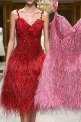 Cute Appliqued Top Short Homecoming Dress with Feather