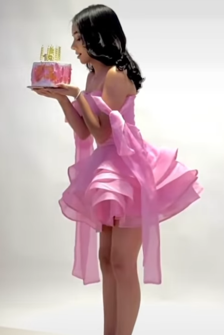 Cute Ball Gown Off The Shoulder Pink Chiffon Mini Short Classy 8Th Grade Homecoming Dress Summer Middle School Hoco Dress Homecoming Outfits Birthday Outfit