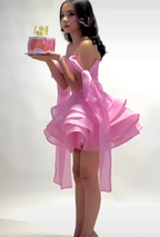 Cute Ball Gown Off The Shoulder Pink Chiffon Mini Short Classy 8Th Grade Homecoming Dress Summer Middle School Hoco Dress Homecoming Outfits Birthday Outfit
